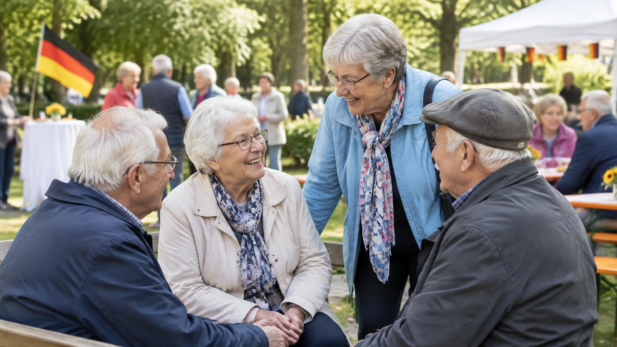 elderly people chatting