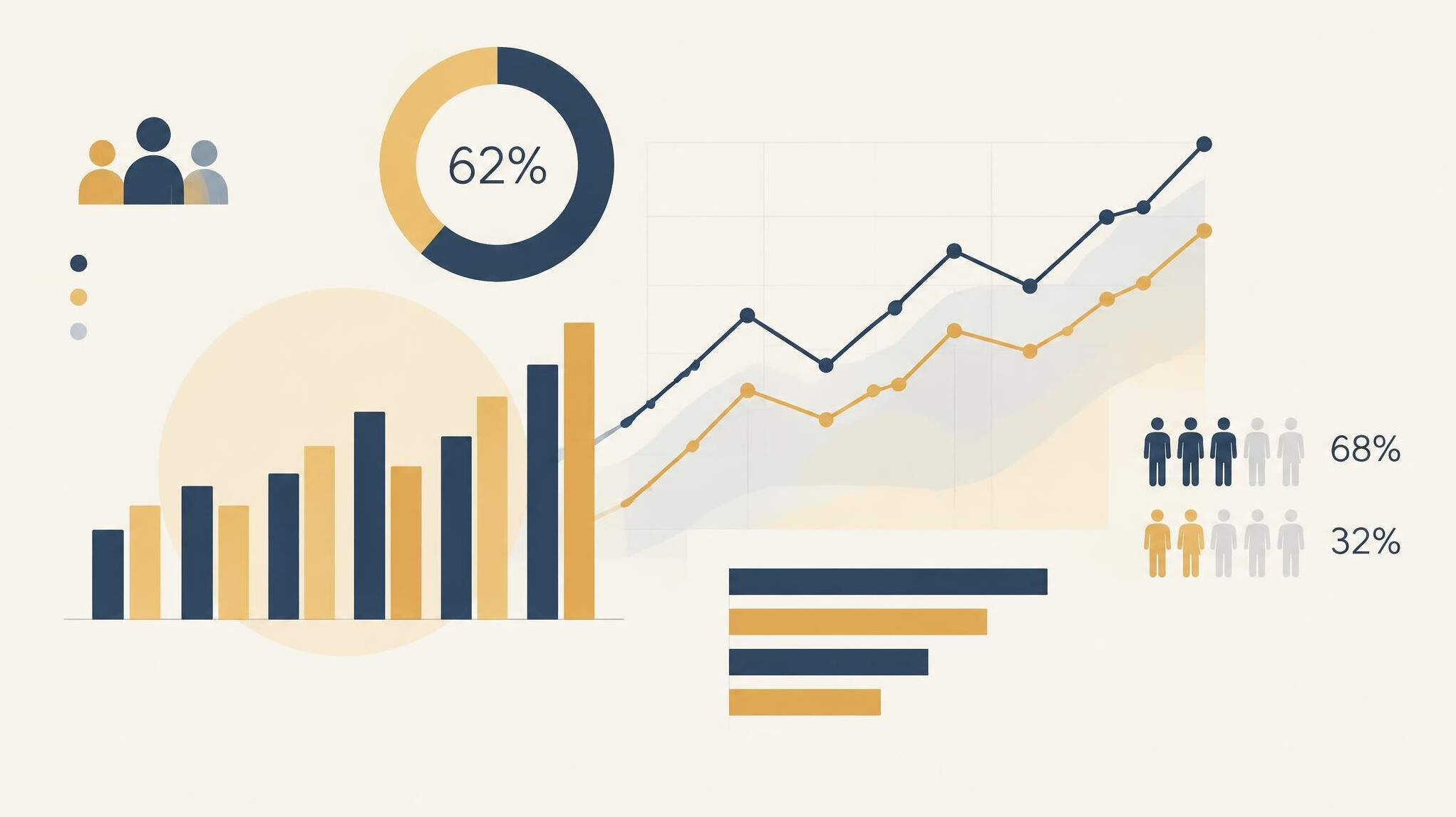 Abstract composition of statistical charts and survey data grids