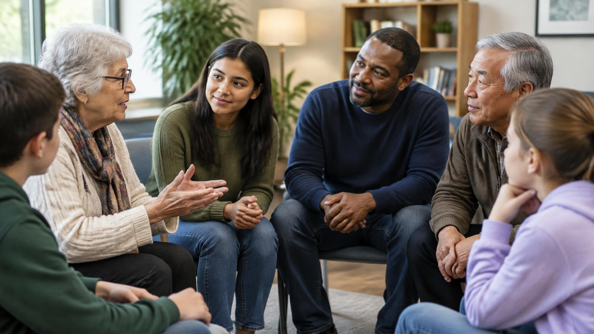 diverse generations talking